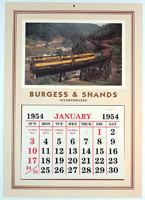 1954 calendar