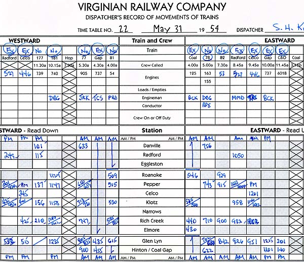 Dispatcher's Train Sheet